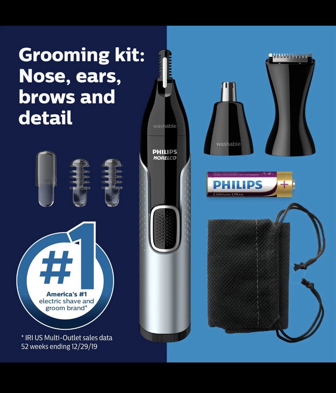 Philips Norelco Nose Trimmer 5000 Precision Hair Trimmer With Detail Trimmer