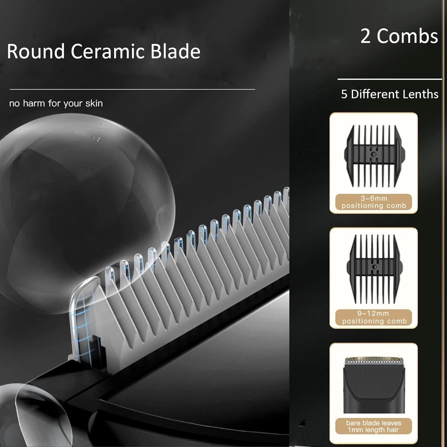 Professional Cordless Hair Clippers with Automatic Vacuum & Ceramic Blades