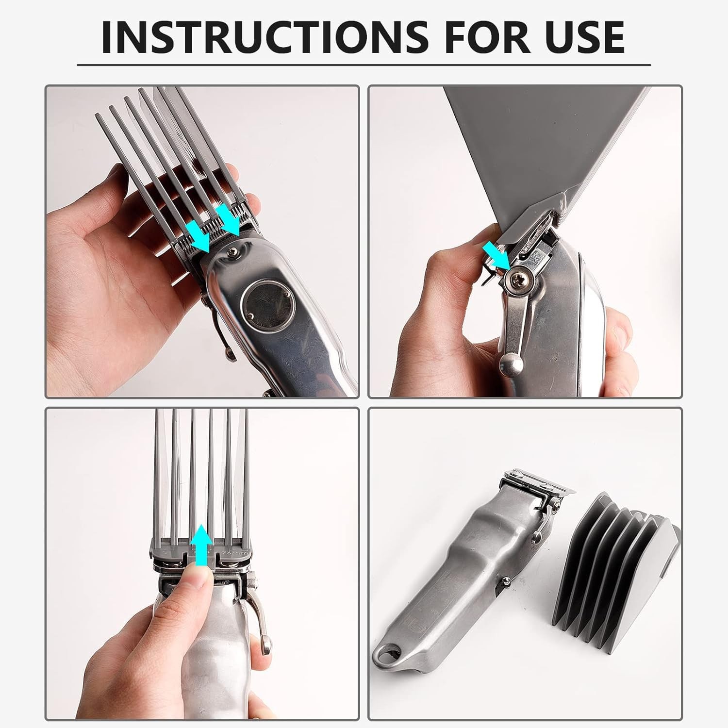 3 Inch Hair Clipper Combs Guides, Guards 1 & 8pcs Mega Set, Gray