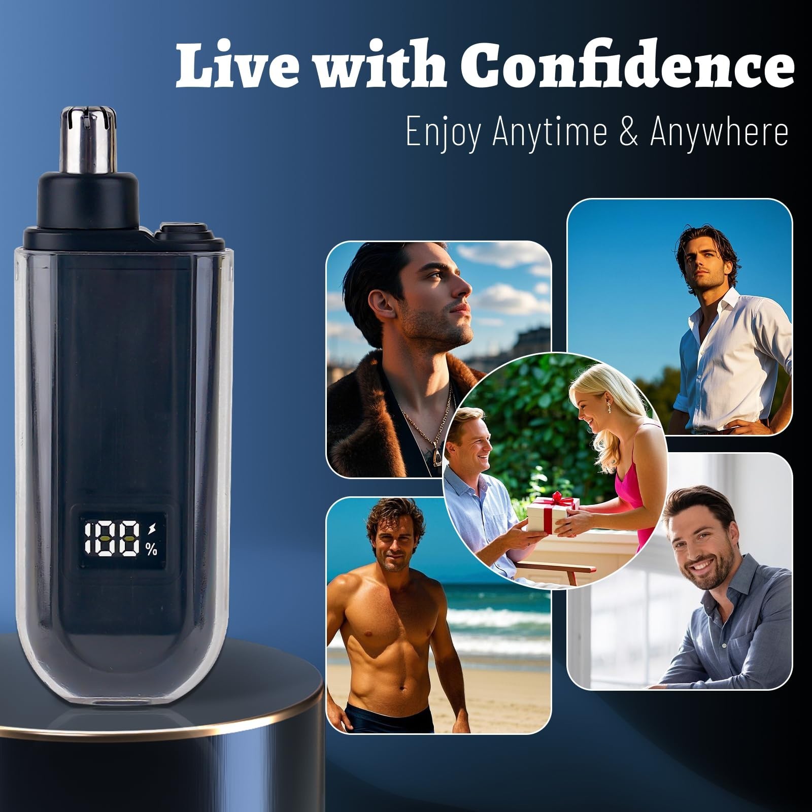 Nose Ear Hair Trimmer for Men – USB C Rechargeable Portable Fast Charge, Compact