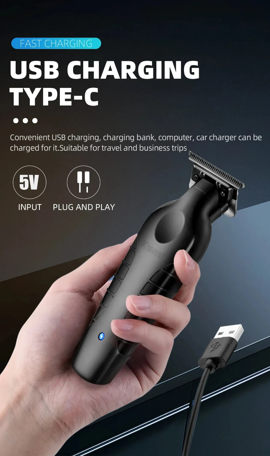 Kemei 2299 Hair Clippers Cordless Trimmer Beard Cutting Barber 0 Gapped Carving