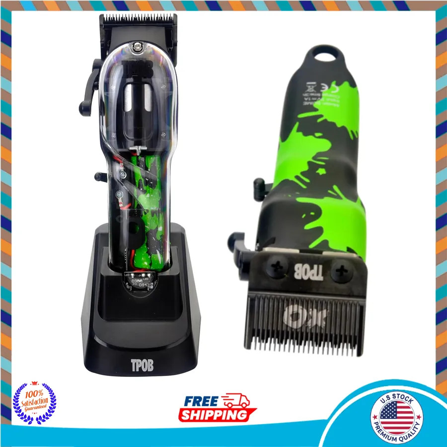 TPOB Slime 2 Barber Hair Clippers 6800 RPM X Fade Blade Matte Green Pink