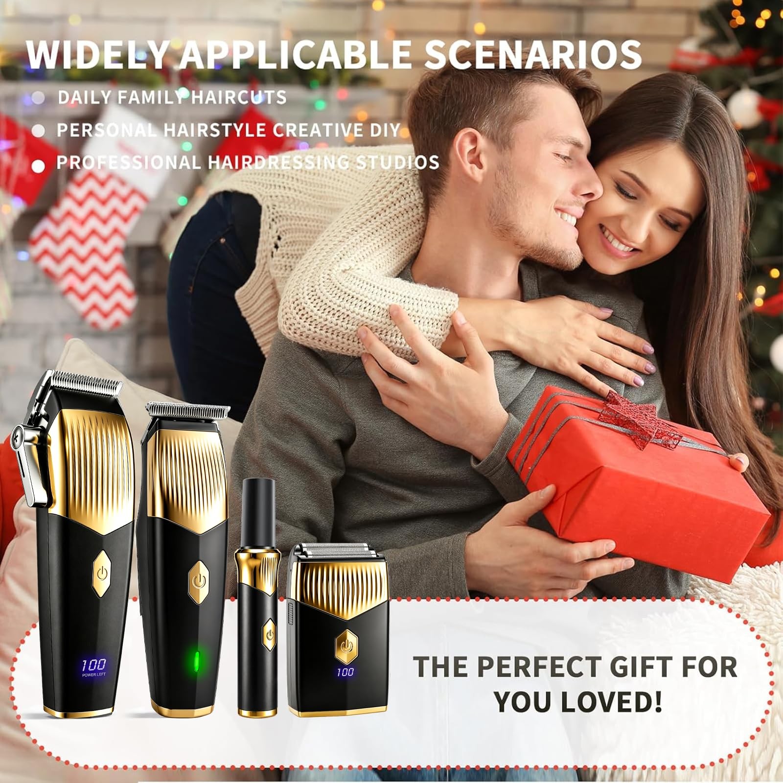 Rechargeable Hair Clipper Beard Trimmer 4-in-1 Shaver Set Gold