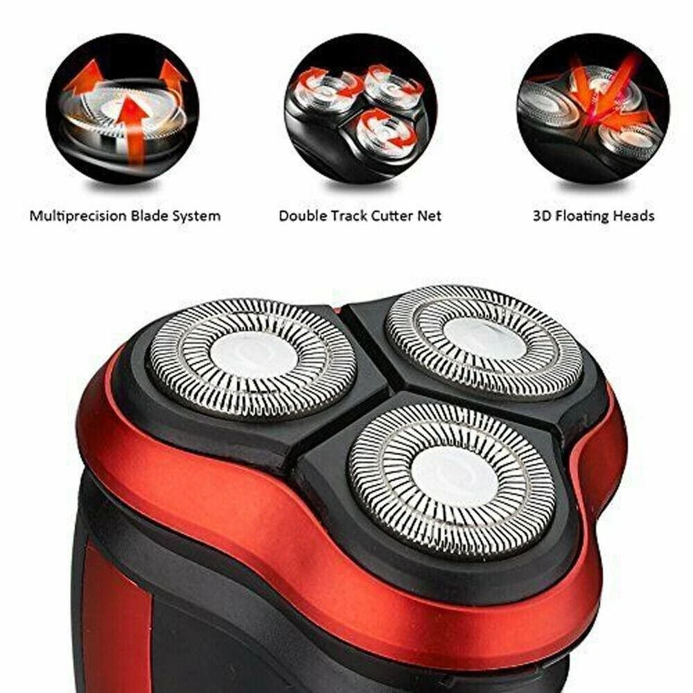 Cordless Wet & Dry Rotary Shaver for Men – 3D Floating Heads & Pop-Up Trimmer