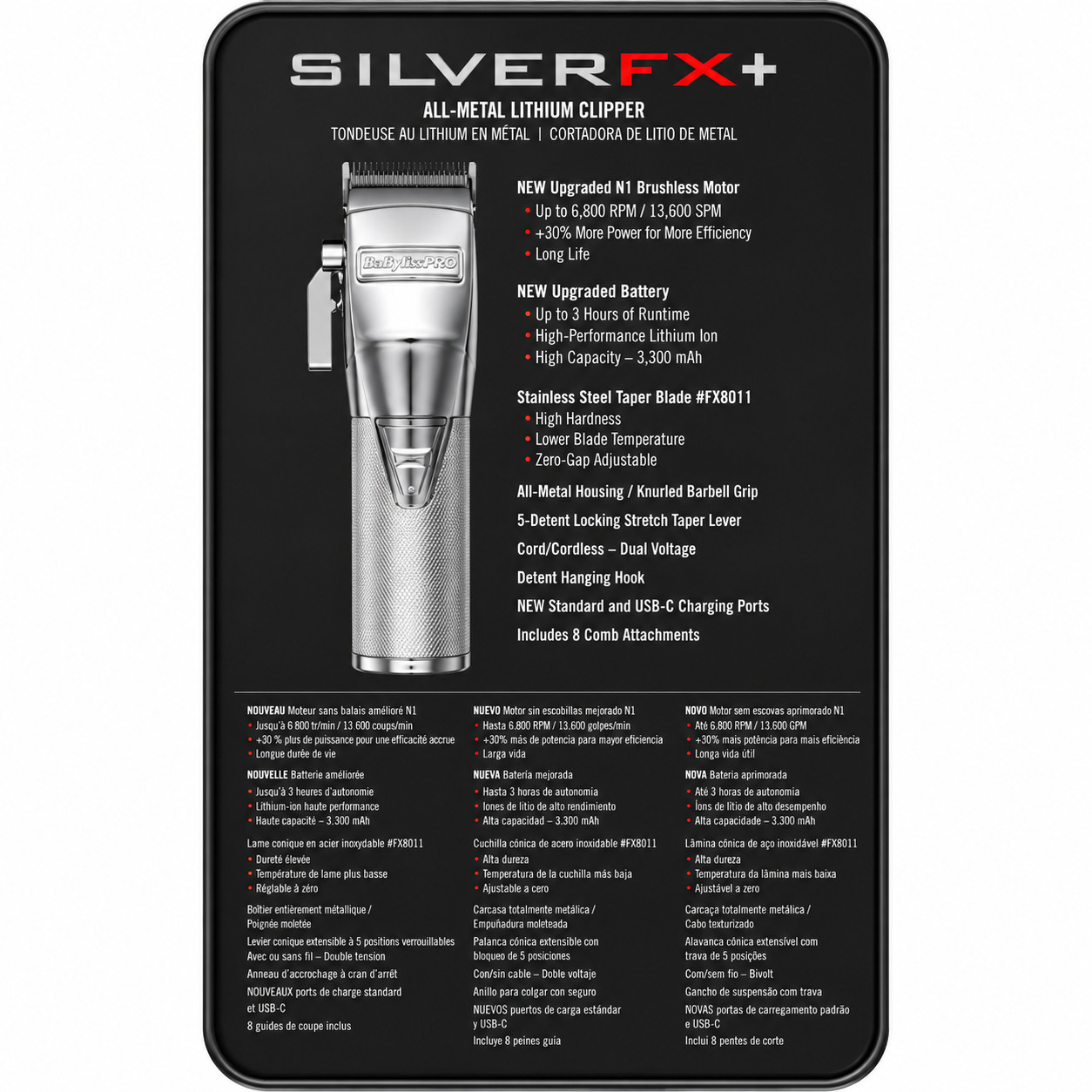 BaBylissPRO SilverFX+ Cordless Clipper FX870NS