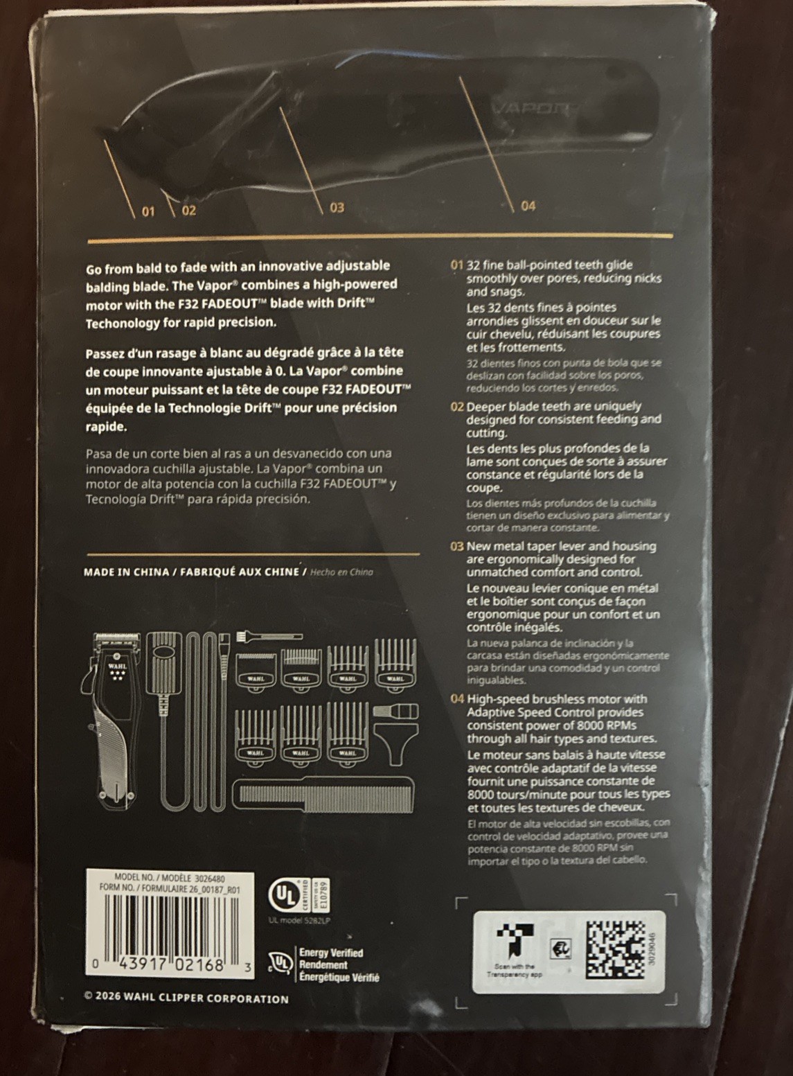 Wahl Professional Vapor Cordless Clipper with F32 FadeOut Blade (3026480)