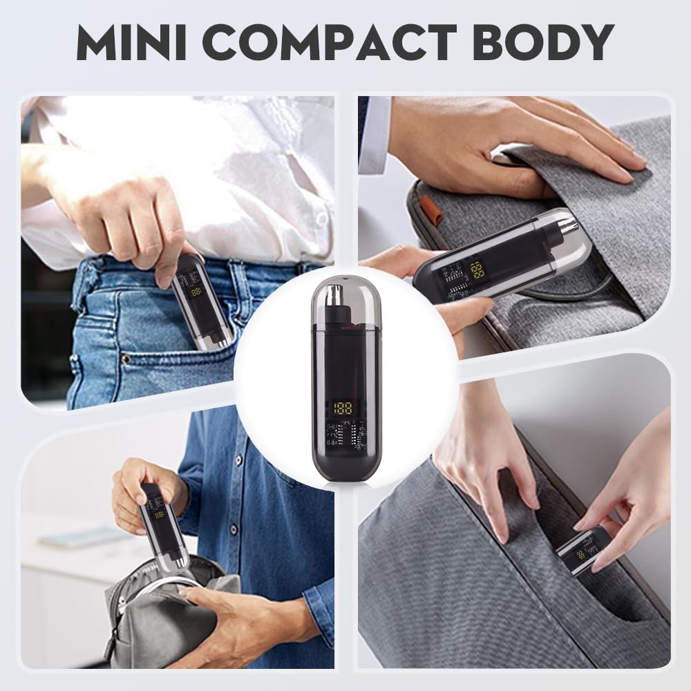 Smart Electric Nose Hair Trimmer Portable Nose EarClippers LED Digital Display