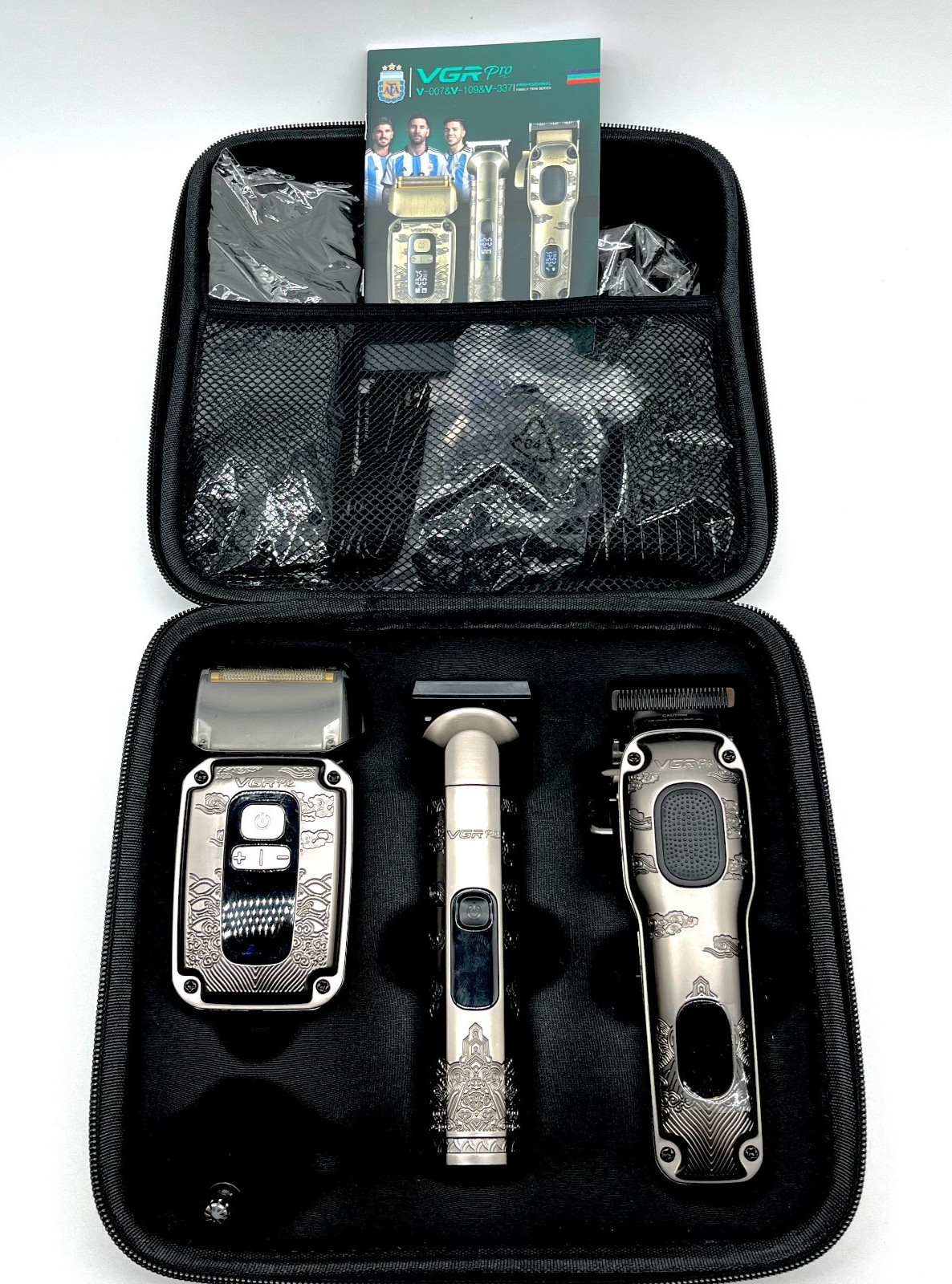 VGR Pro 3-in-1 Professional Hair Clipper Trimmer & Foil Shaver Grooming Kit