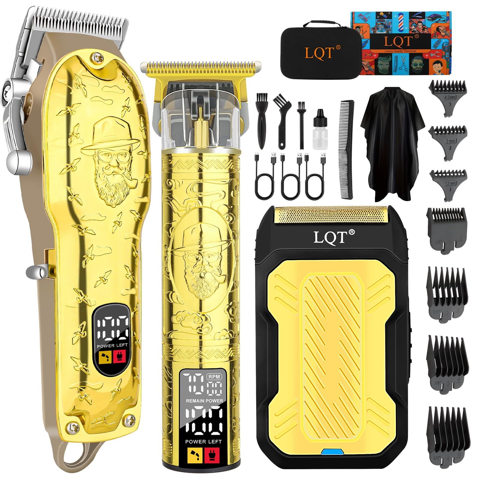 LQT Professional Hair Clipper Set for Men Electric Shaver Razor Cordless Hair…