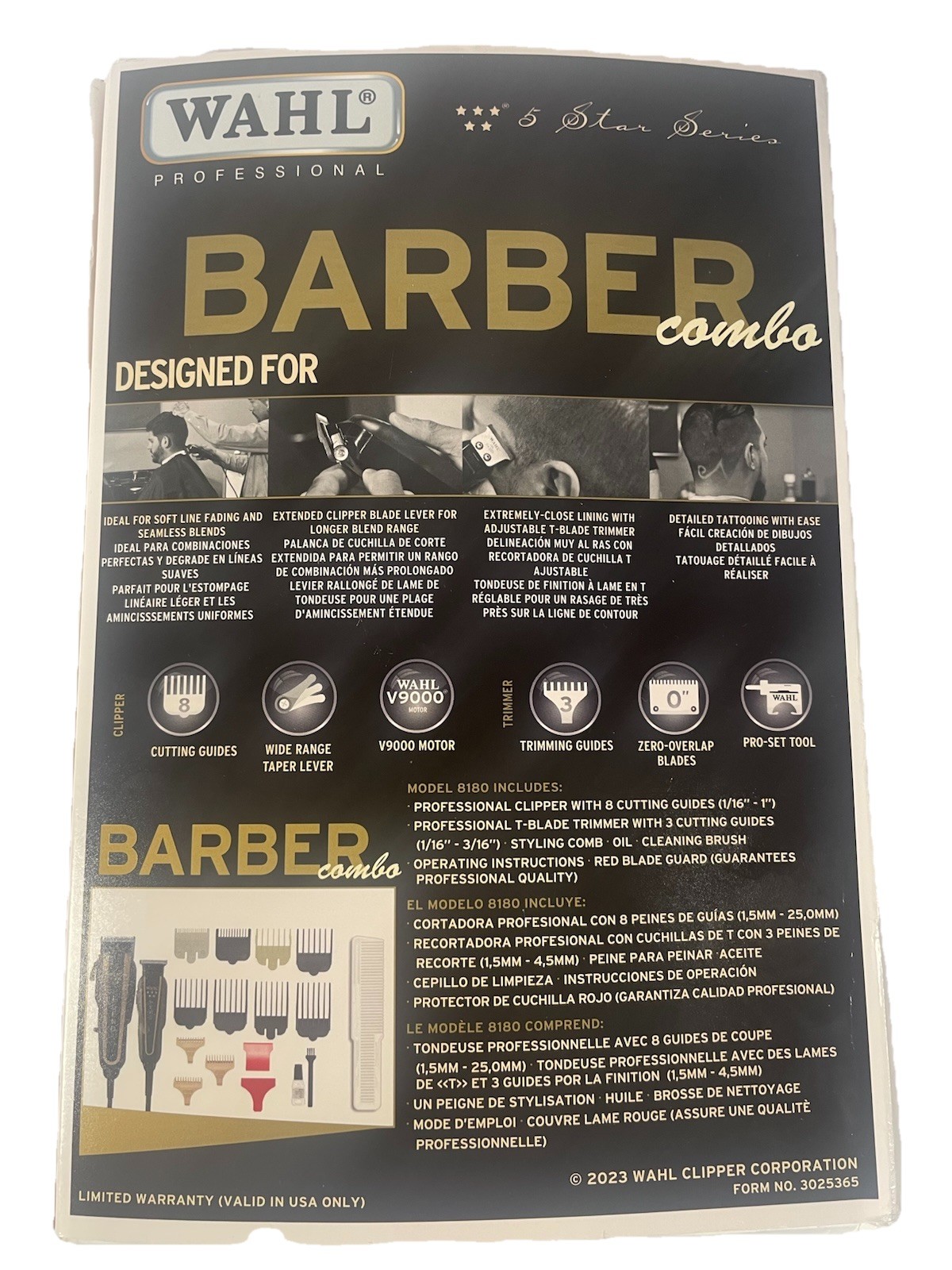 Wahl 8180 5-Star Barber Combo Legend Clipper and Hero Trimmer – Black/Gold