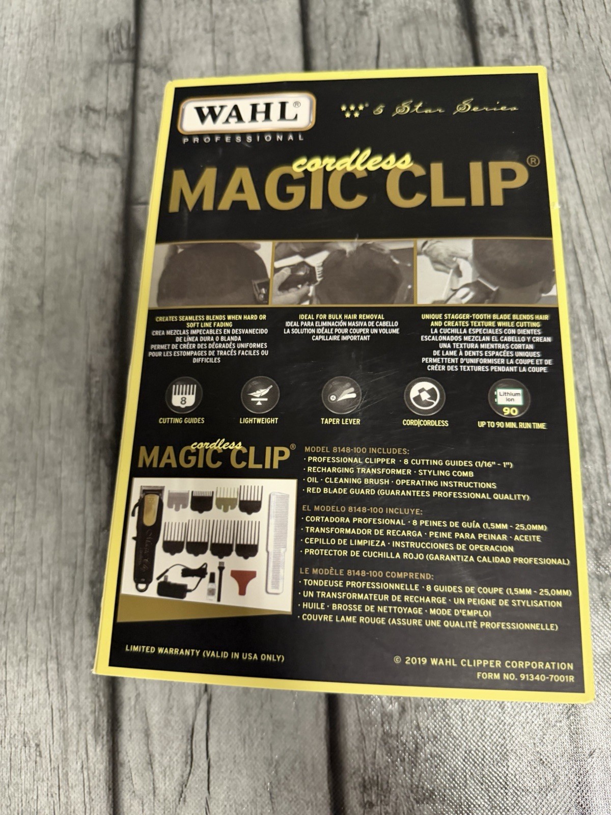 Wahl 5 Star Limited Edition Gold Cordless Magic Clip, Black, Model 8148-100