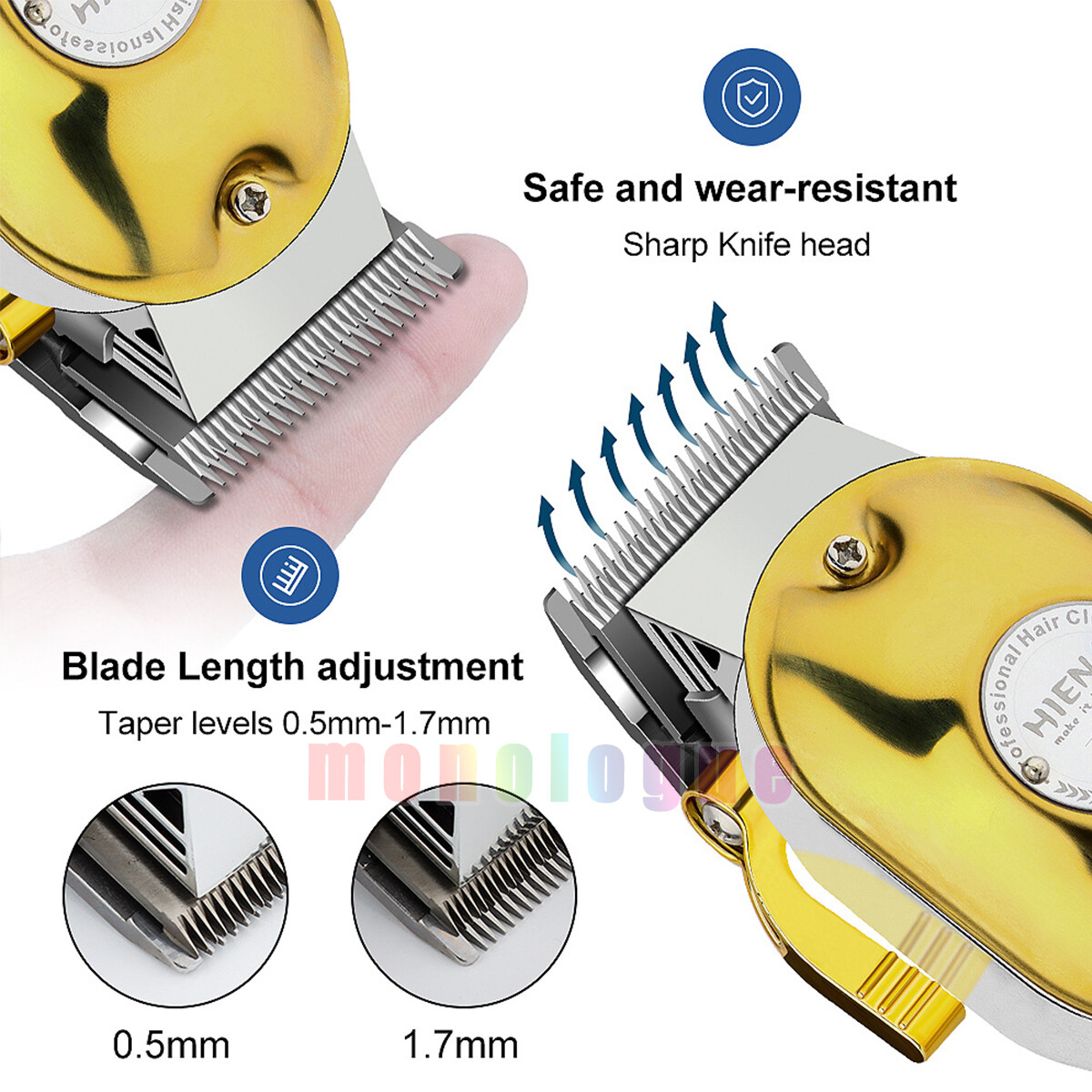 All metal Barber Professional Hair Clipper Electric Cordless LCD Trimmer Silver