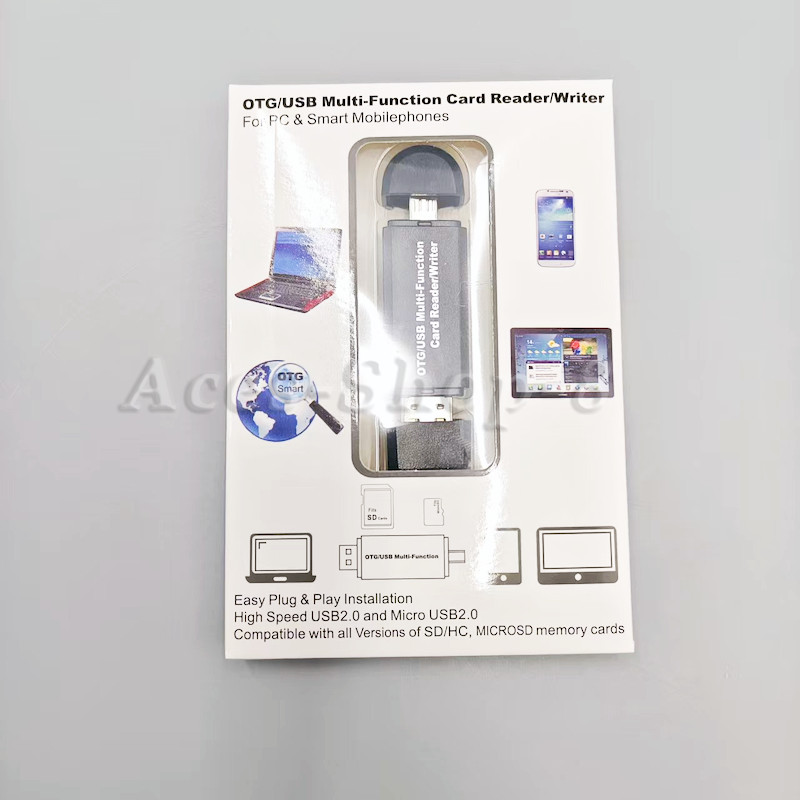 Micro USB OTG to USB 2.0 Adapter SD/Micro SD Card Reader W/Standard USB Male US