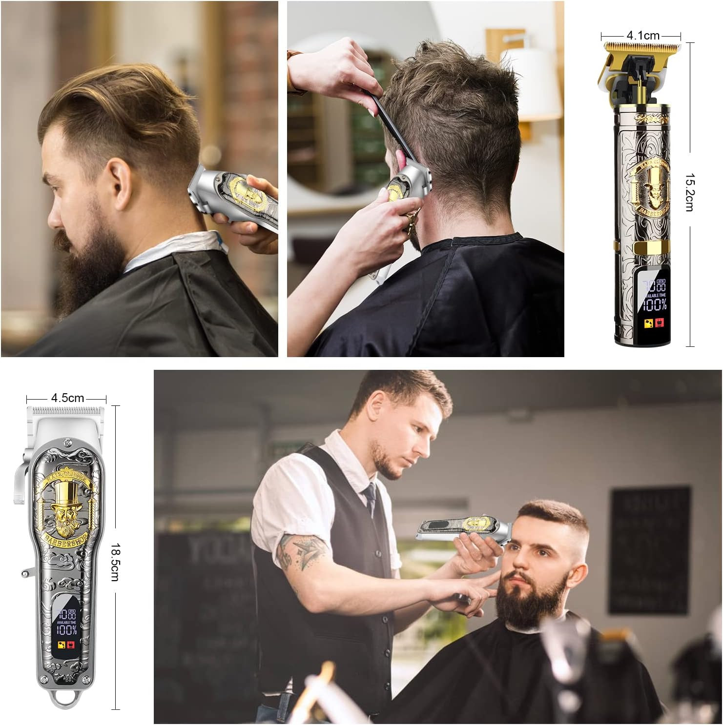 Hair Clippers for Men T-Blade Trimmer Set, Men Professional Cordless Rechargeabl