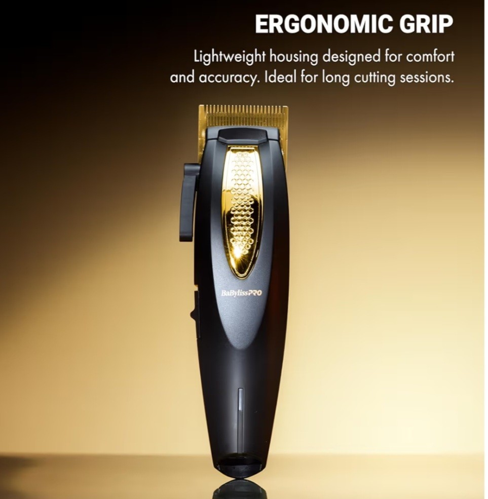 BaByliss PRO LithiumFX+ Cordless Lithium Ergonomic Black & Gold Clipper FX673