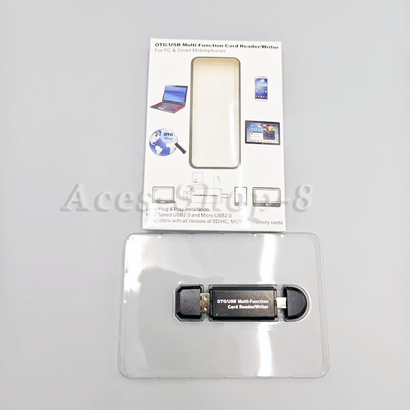 Micro USB OTG to USB 2.0 Adapter SD/Micro SD Card Reader W/Standard USB Male US