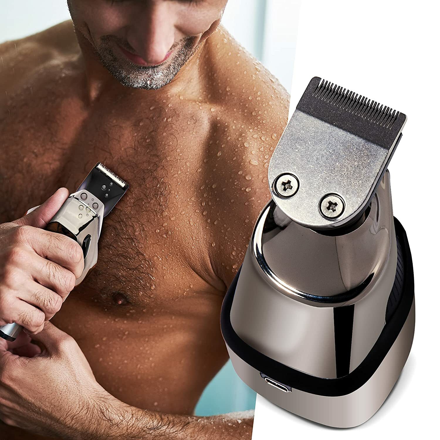 7D Cordless Shaver Hair Trimmer Men’s 5-in-1 Electric Head Shaver Razor Men Wet