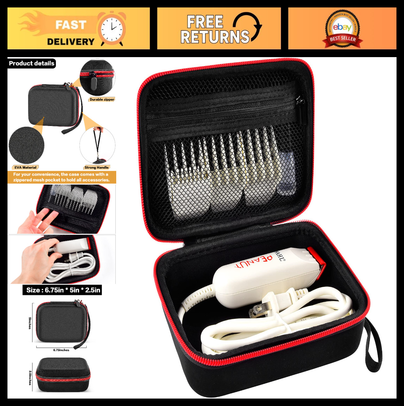 Hair Clipper Organizer Holder for Wahl Peanut Trimmer, Comb, Oil & Blade Guard –