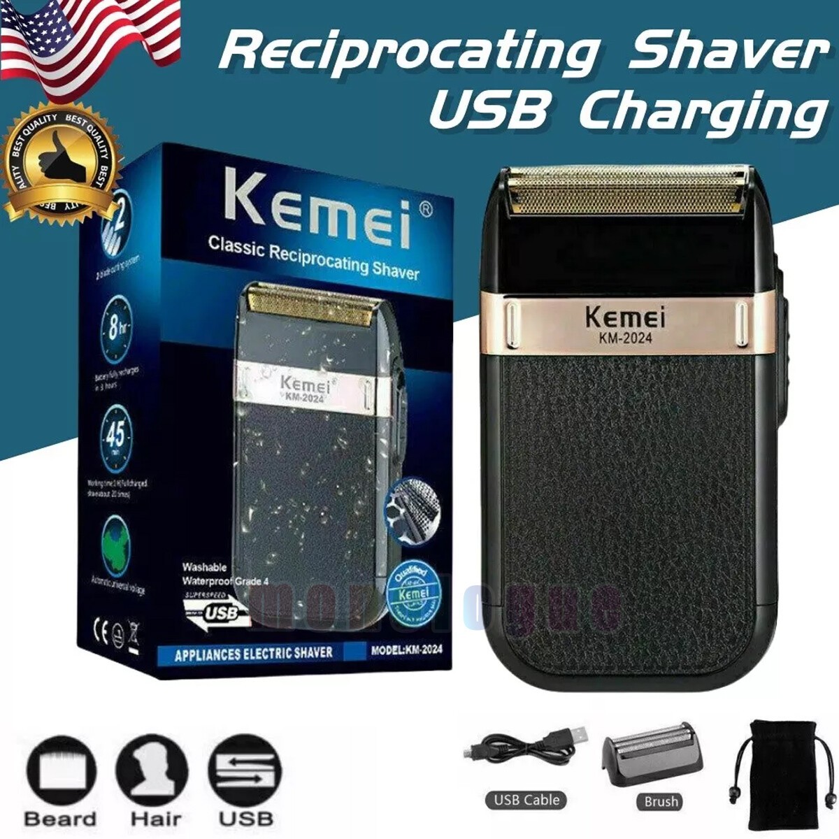 KEMEI Electric Shaver Trimmer Razor Rechargeable Hair Beard Shaving Machine 2026