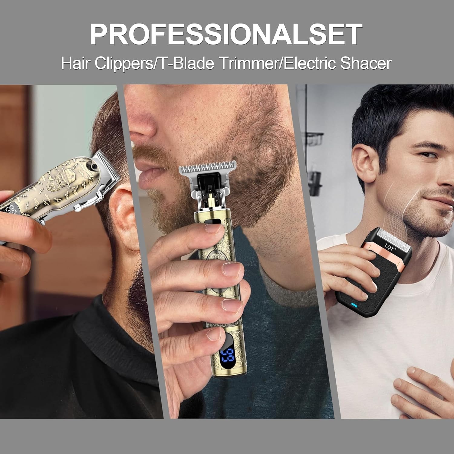 Hair Clippers Set for Men, Hair Clipper Trimmer with LED Display, Professional C