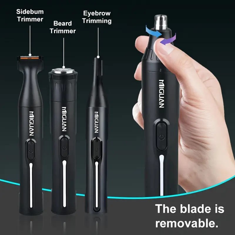 4 in 1 Ear and Nose Hair Trimmer Eyebrow Mustache Beard Shaver USB Rechargeable