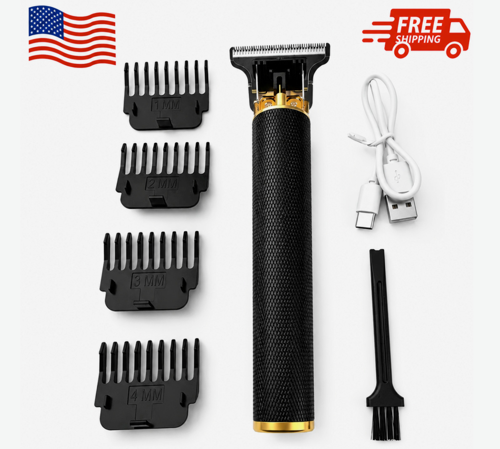 Vintage T9 Barbeador Black Gold Beard Hair Trimmer Cutter Machine for Men