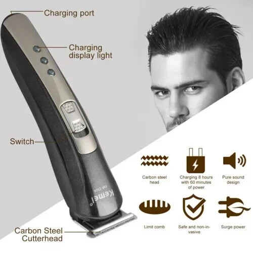 Kemei Professional Hair Clippers Cordless Trimmer Beard Cutting Machine Barber