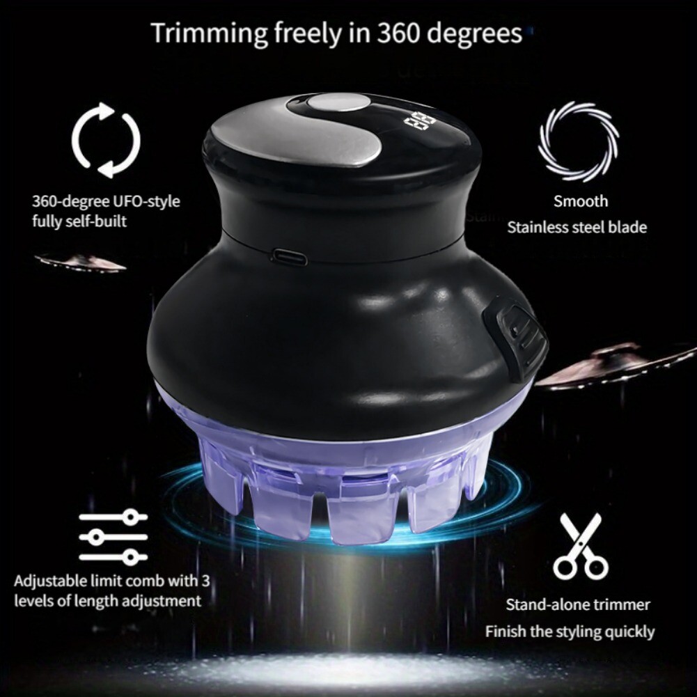 Cordless Circular Hair Clipper with LED Display Automatic Circular Hair Trimmer