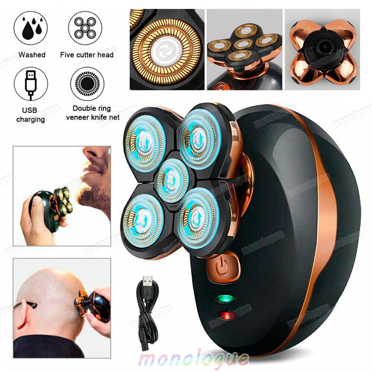 Men’s Electric Beard Shaver Trimmer Razor Rechargeable Hair Shaving Machine USB