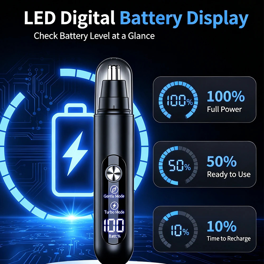 Ear and Nose Hair Trimmer with LED indicator USB Rechargeable Water Resistant