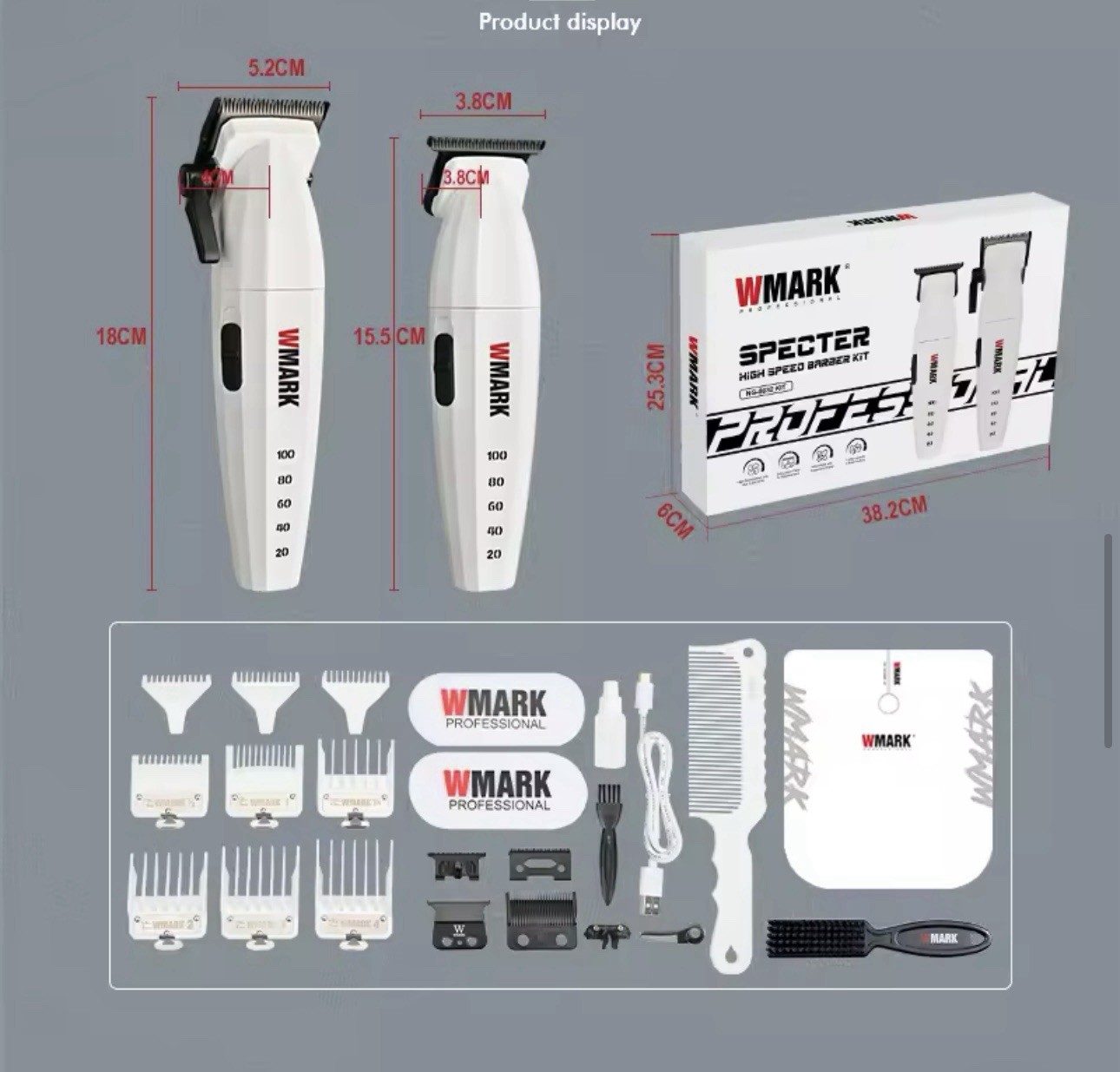 WMARK NG-8632 Kit Professional Cordless Clipper & Trimmer Set 9000 RPM