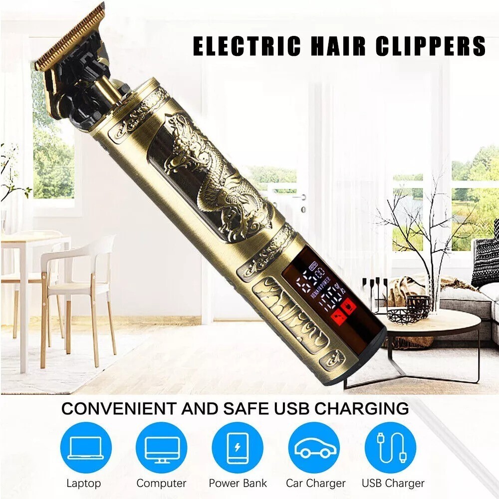 Men Portable Electric Hair Trimmer Cordless Clippers Beard Shaver Cutting LED