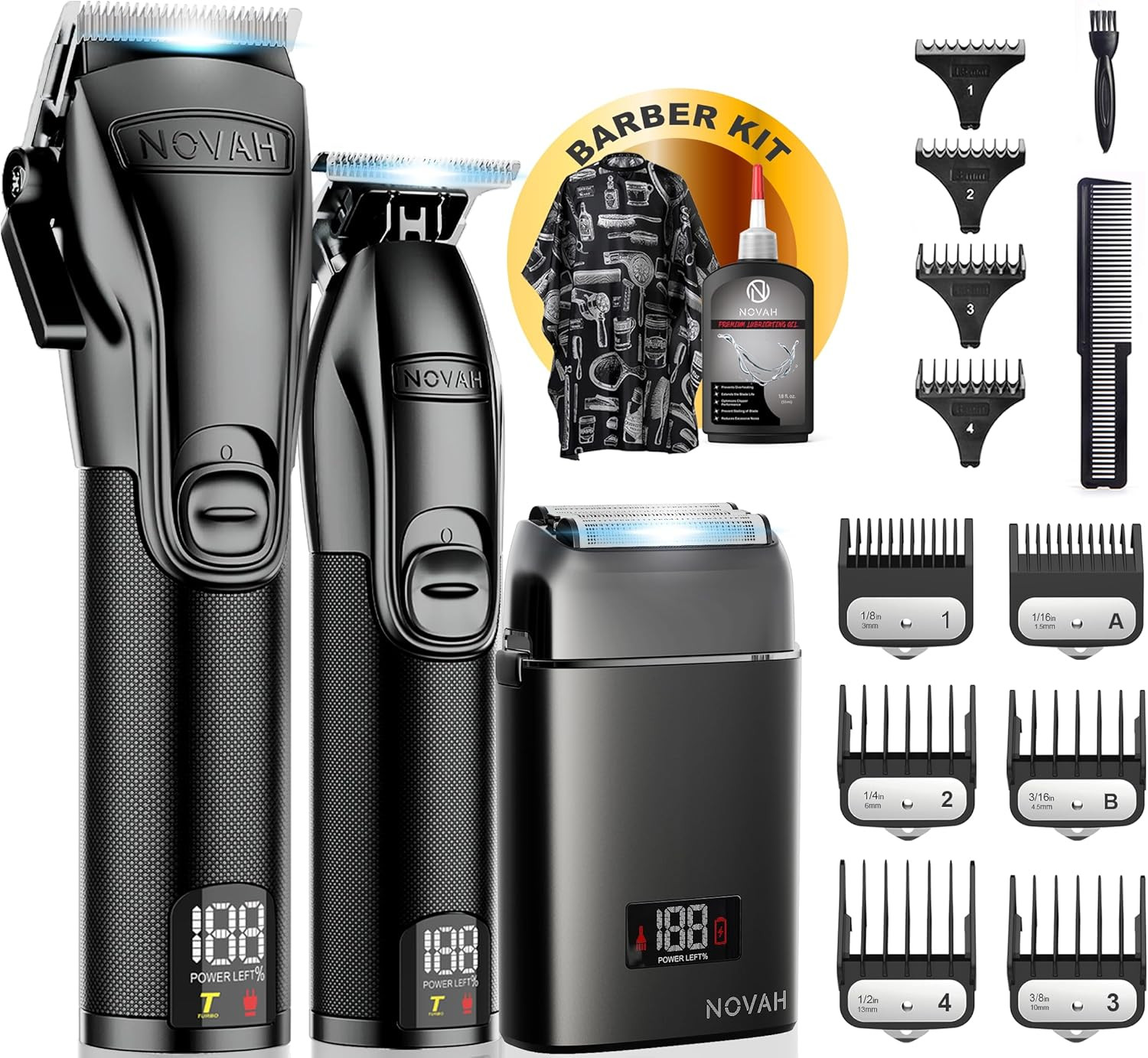 Novah Professional Barber Clippers and Trimmer Set – Foil Shaver Professional Ha