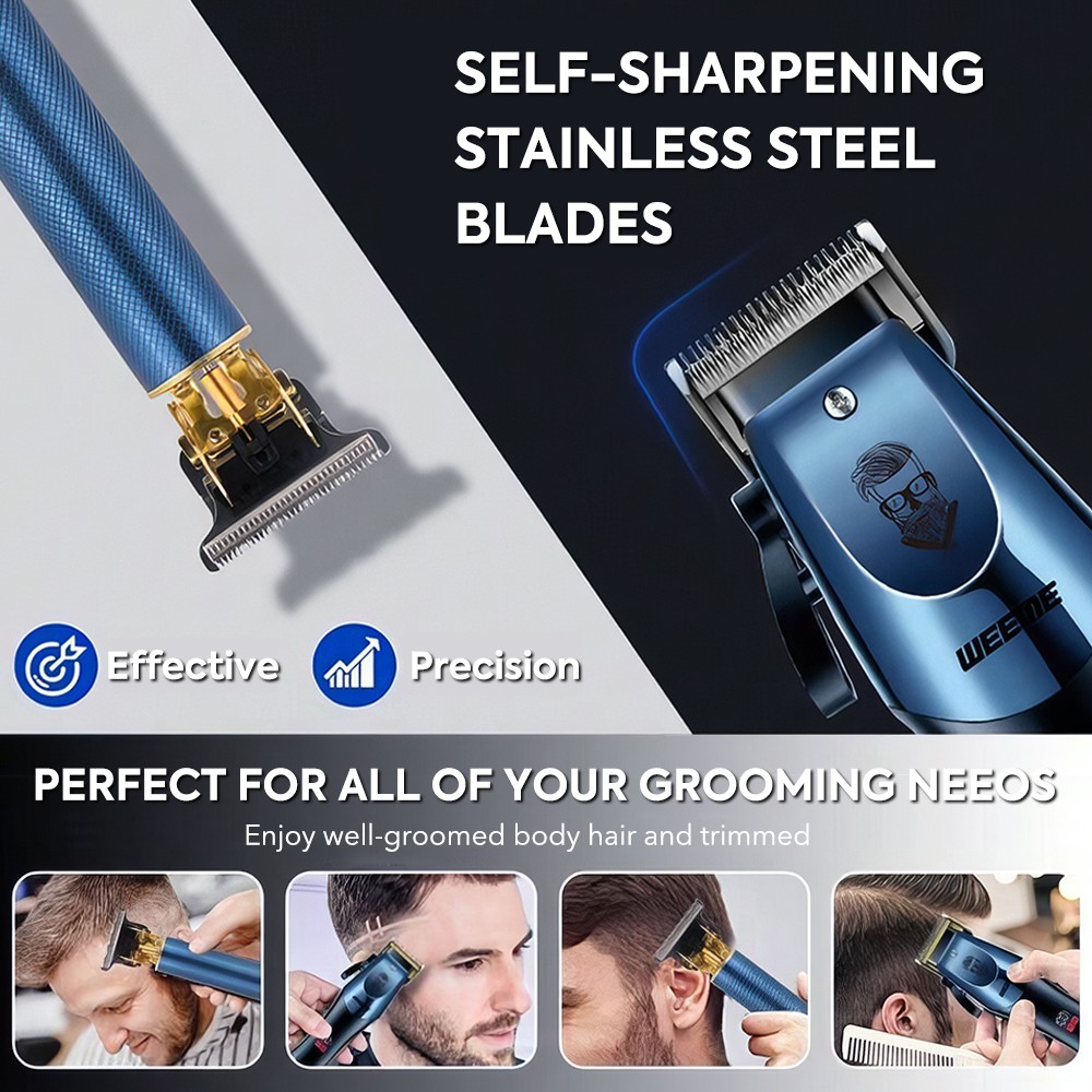 Professional Hair Clipper Trimmer Set Mens Cordless Hair Cutter USB Barbers Kit