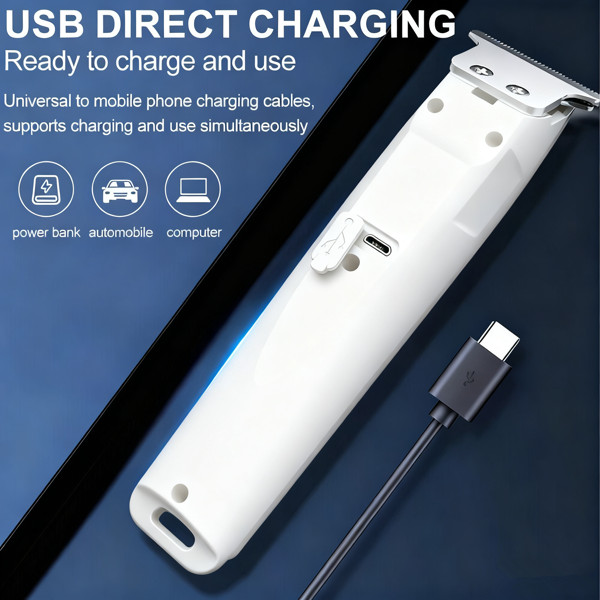 Professional Cordless Hair Clipper Beard Trimmer Electric Barber Shaver White