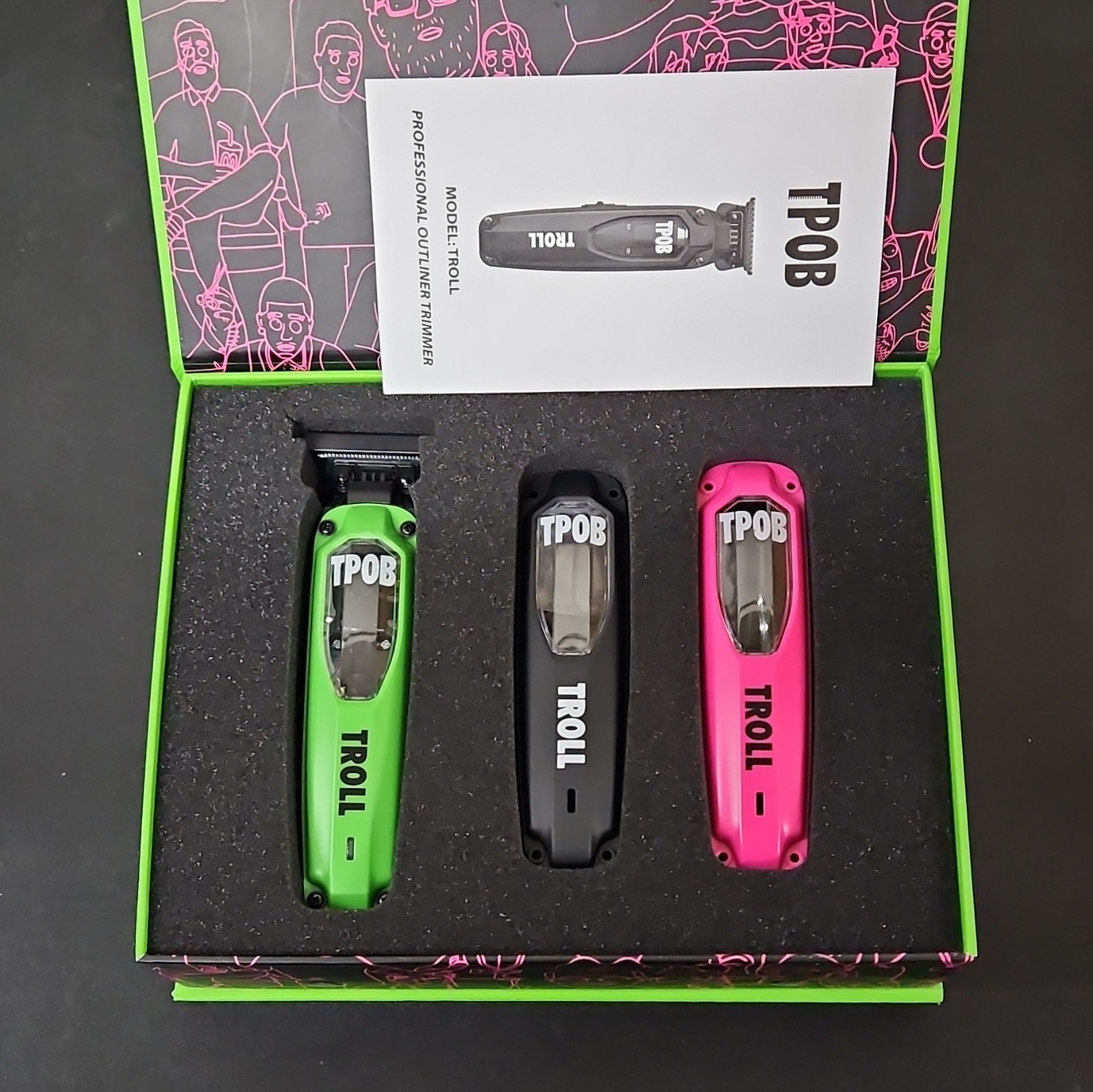 TPOB Troll Cordless Rechargeable Trimmer Super Torque Motor Interchangeable Cov…