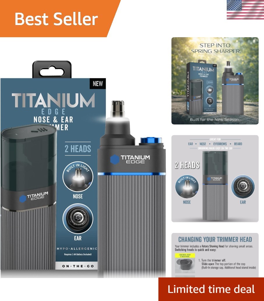 Microtouch Titanium Edge Ear & Nose Trimmer – Dual Rotary Blade Heads with Light