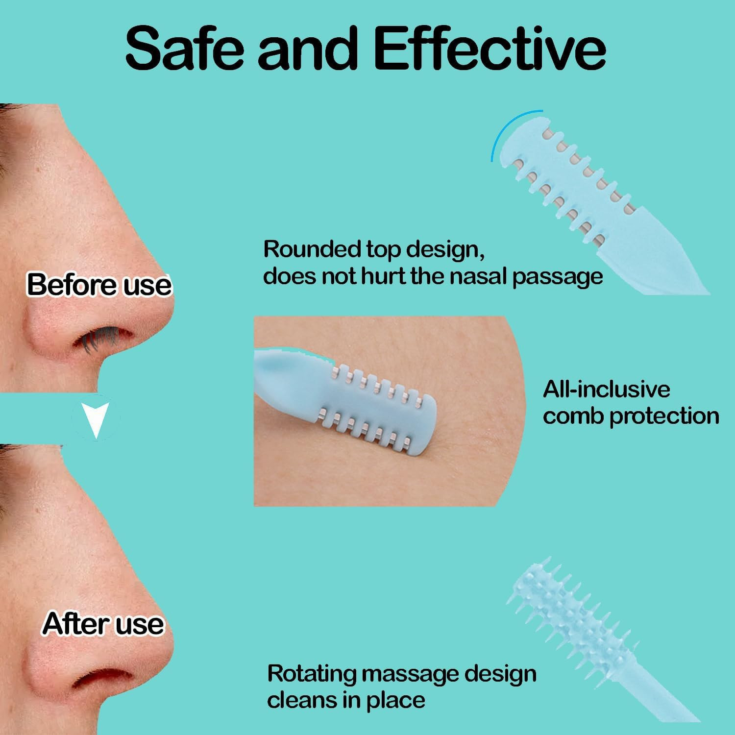 PSKZNSZ 5 Pcs Manual Nose Hair Trimmer, 2-In-1 Double-Sided Nostril | Hair Remov