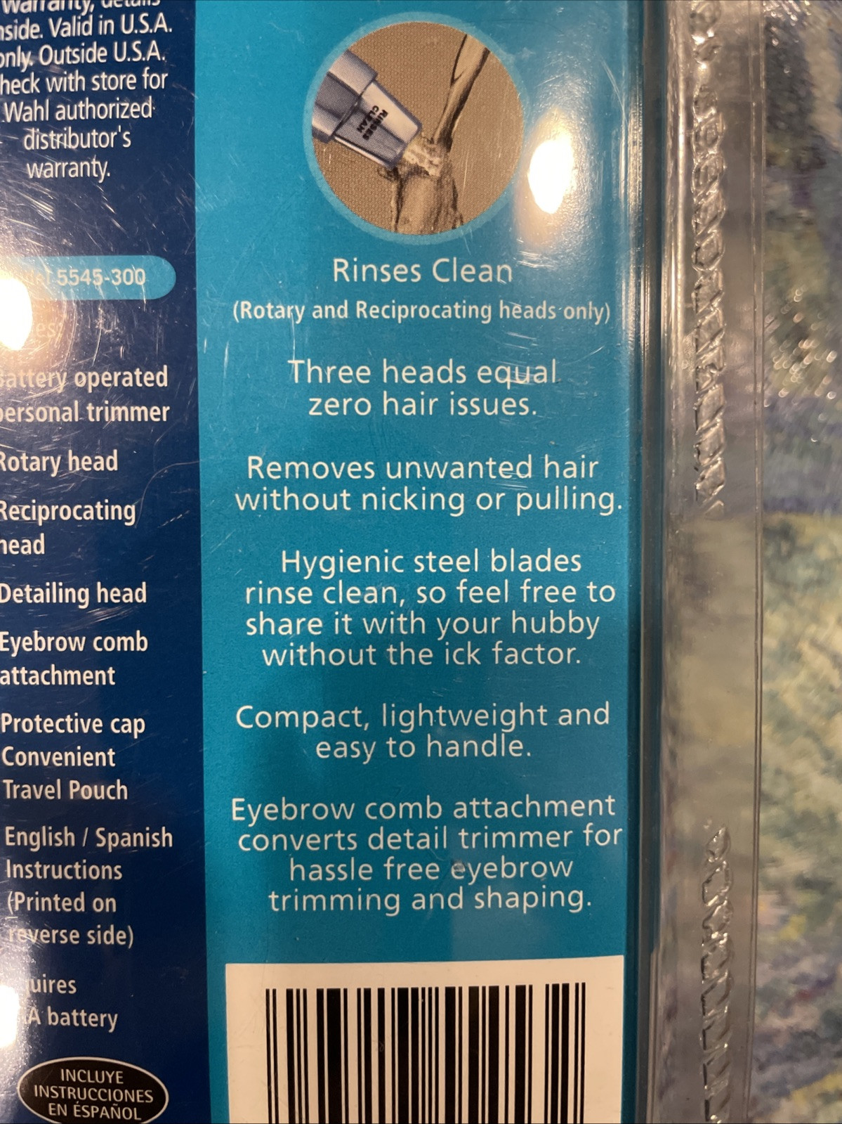 Wahl Wet Dry Trimmer 8 Uses In 1 CORDLESS W Travel Pouch Model 5545-300 Rinses