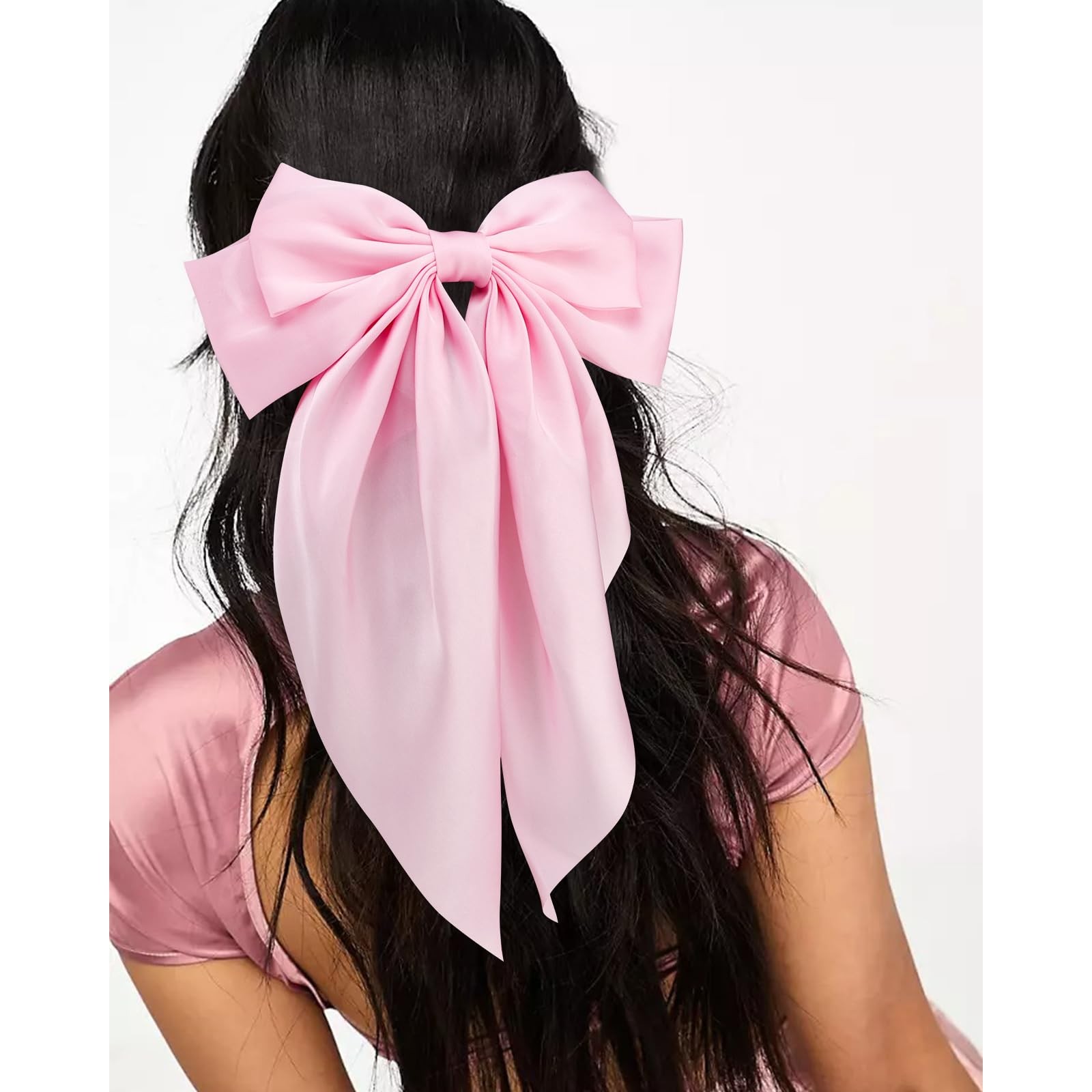 Velscrun Hair Bows for Women Girls 1 Count (Pack of 3), Black, white, pink