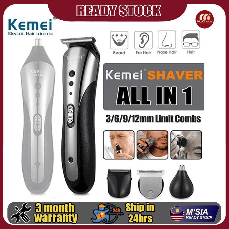 Top Sales KM-1407 KEMEI Men Rechargeable 3 in 1 Hair Trimmer Clipper Razor Nose