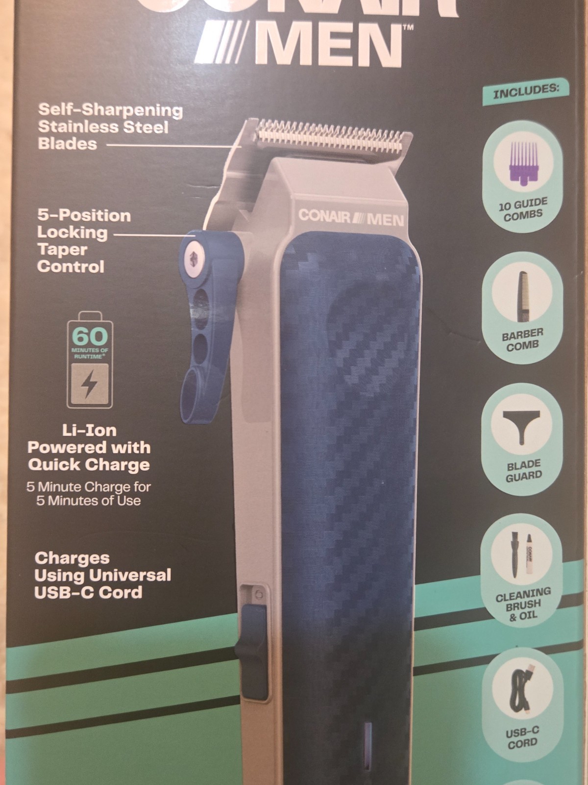 New Conair Men Lithium-Ion Rechargeable Clipper & Trimmer 17 Piece