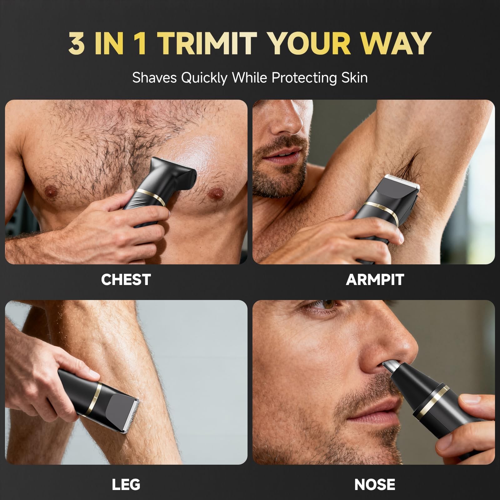 Beard Trimmer for Men, IPX7 Waterproof Body Hair Trimmer Electric Razor Shave…