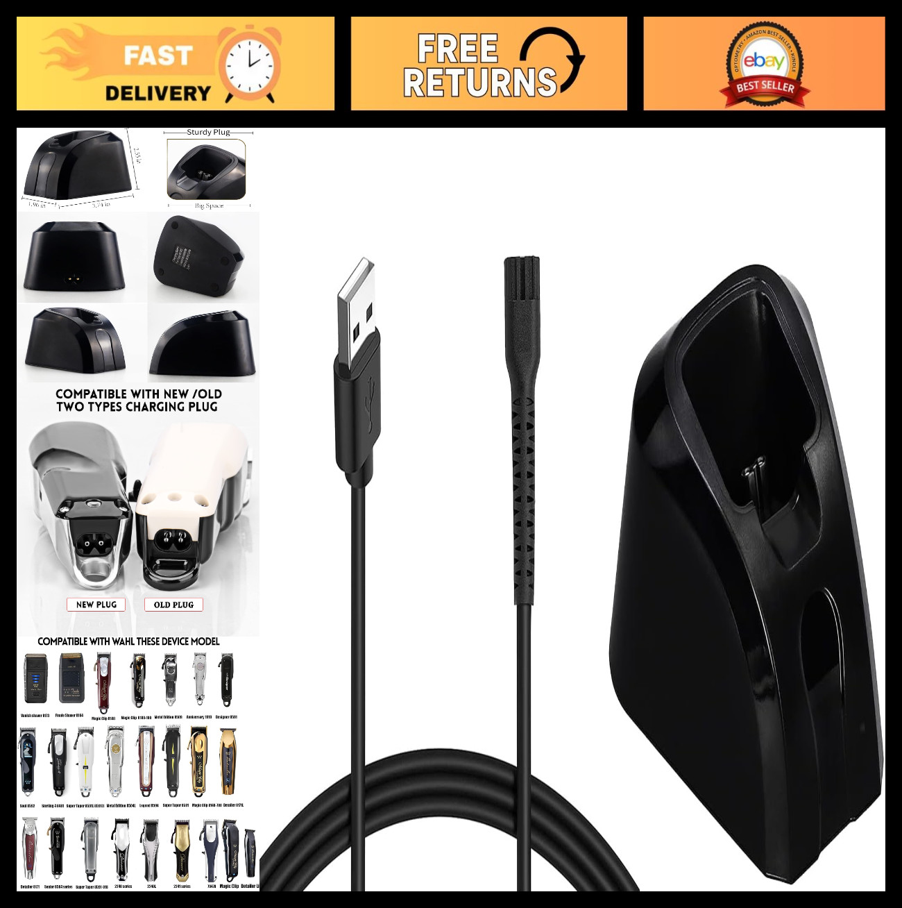 USB Charger Stand Dock for Magic Clip Senior & Detailer Cordless Clippers