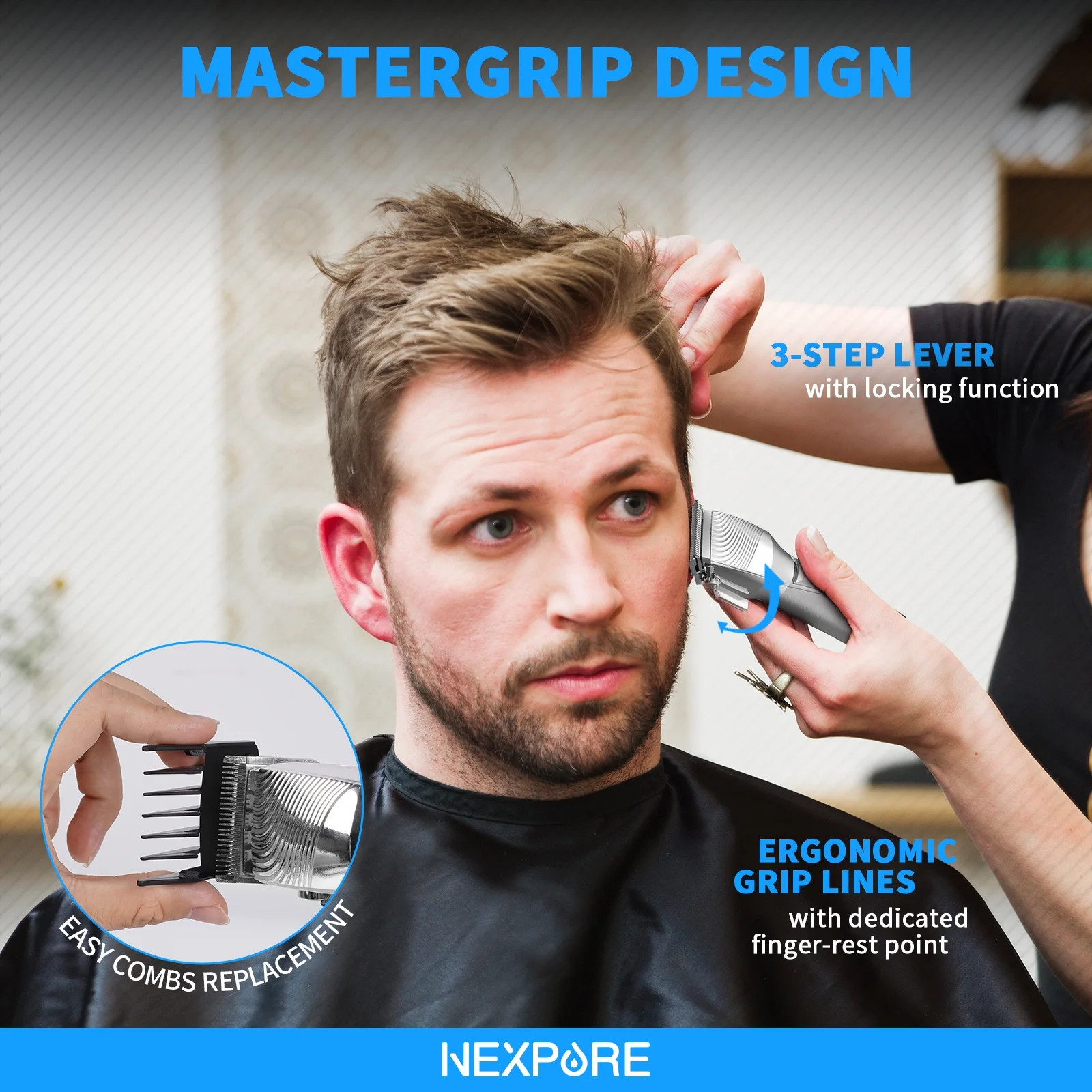 NEXPURE Hair Clippers &Beard Trimmer Set Brushless Motor 300Min LCD Cordless