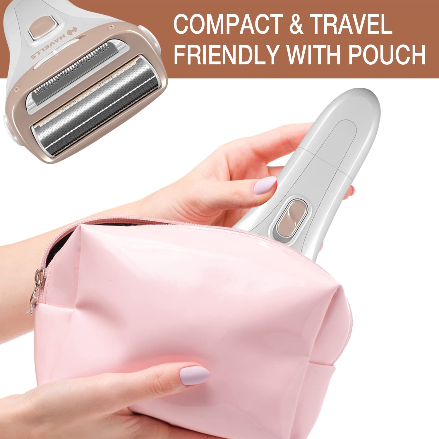 Havells FD5056 Lady Shaver,Twin Trim head for painless hair removal (White)