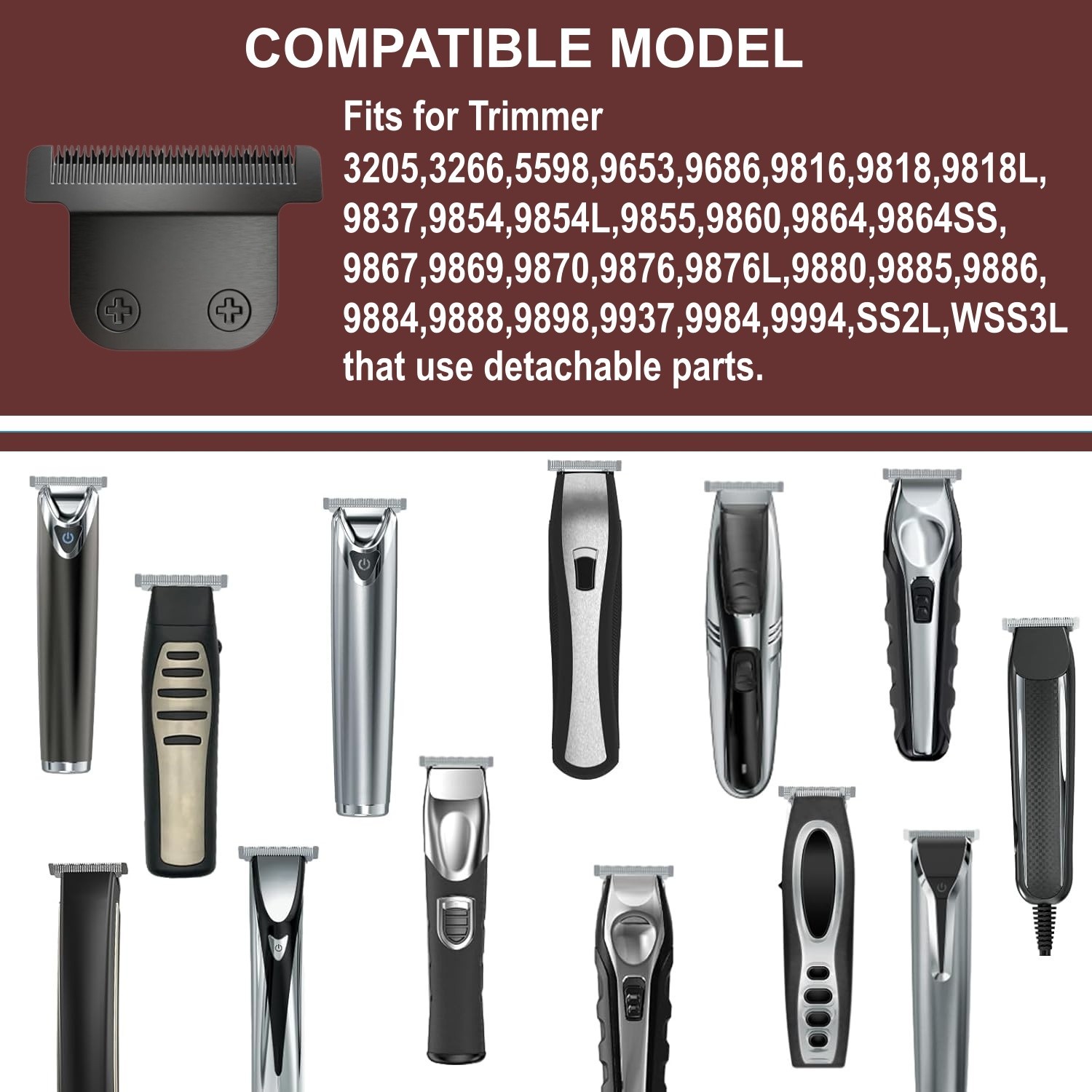 40mm Replacement Detachable T Blade for Wahl All in One Lithium Ion Trimmer 1PC