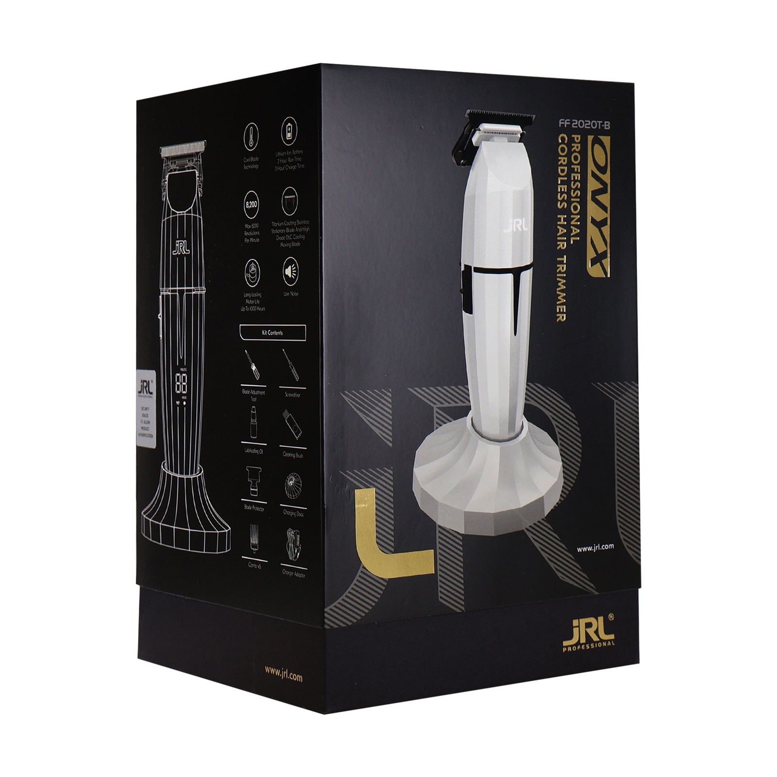 JRL GHOST Professional Cordless Hair Trimmer – White (Dual Voltage) 2020T-B-W