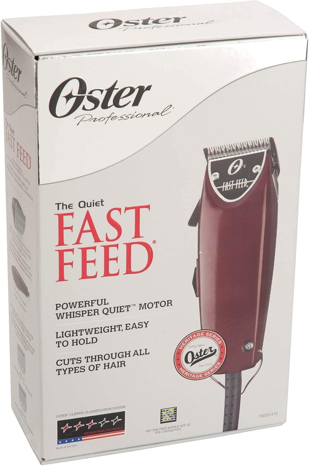 Oster Fast Feed Hair Clipper with Adjustable Pivot Motor, Fade and Trim, Red