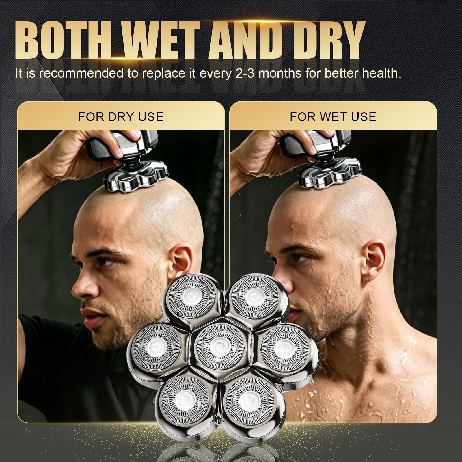 7 Blade Floating Shaving Head, Washable Shaver Blade Heads with Freebird, for…
